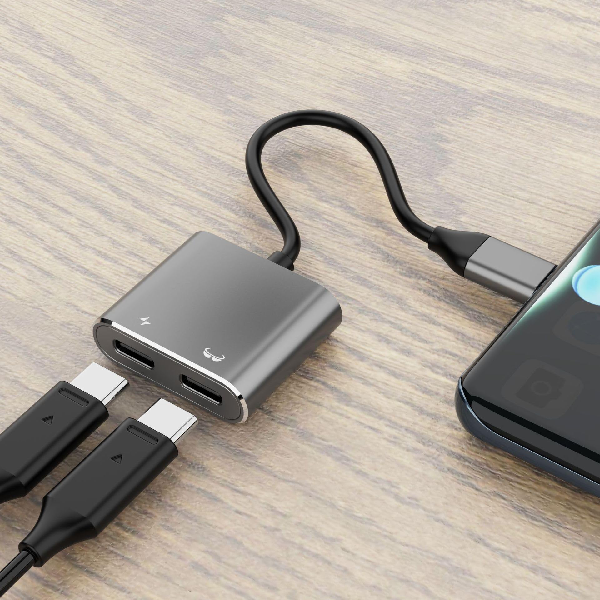 USB-C zu AR-Brillen Adapter, Laden & Spiele, Kompatibel mit 100 W PD-Aufladung und 4K 60 Hz Video Splitter, Lade-Hub für XREAL One/Air 2 Pro/Pro/RayNeo Air 2s/ XR/AR