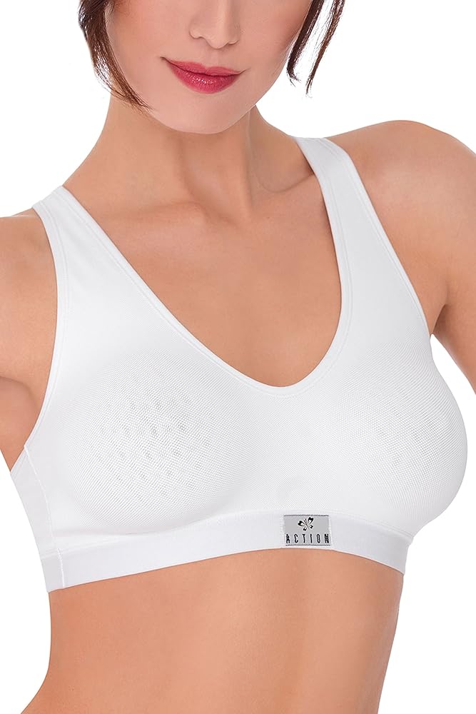 Action P1360 Reggiseno Sportivo Donna Brassiere Senza Ganci e Ferretto  Coppe Preformate e Tessuto Doppiato Microfibra Piquet Traspirante Bianco  Nero Colorato Taglie S - XL by Lady Bella Lingerie : Amazon.it: Moda