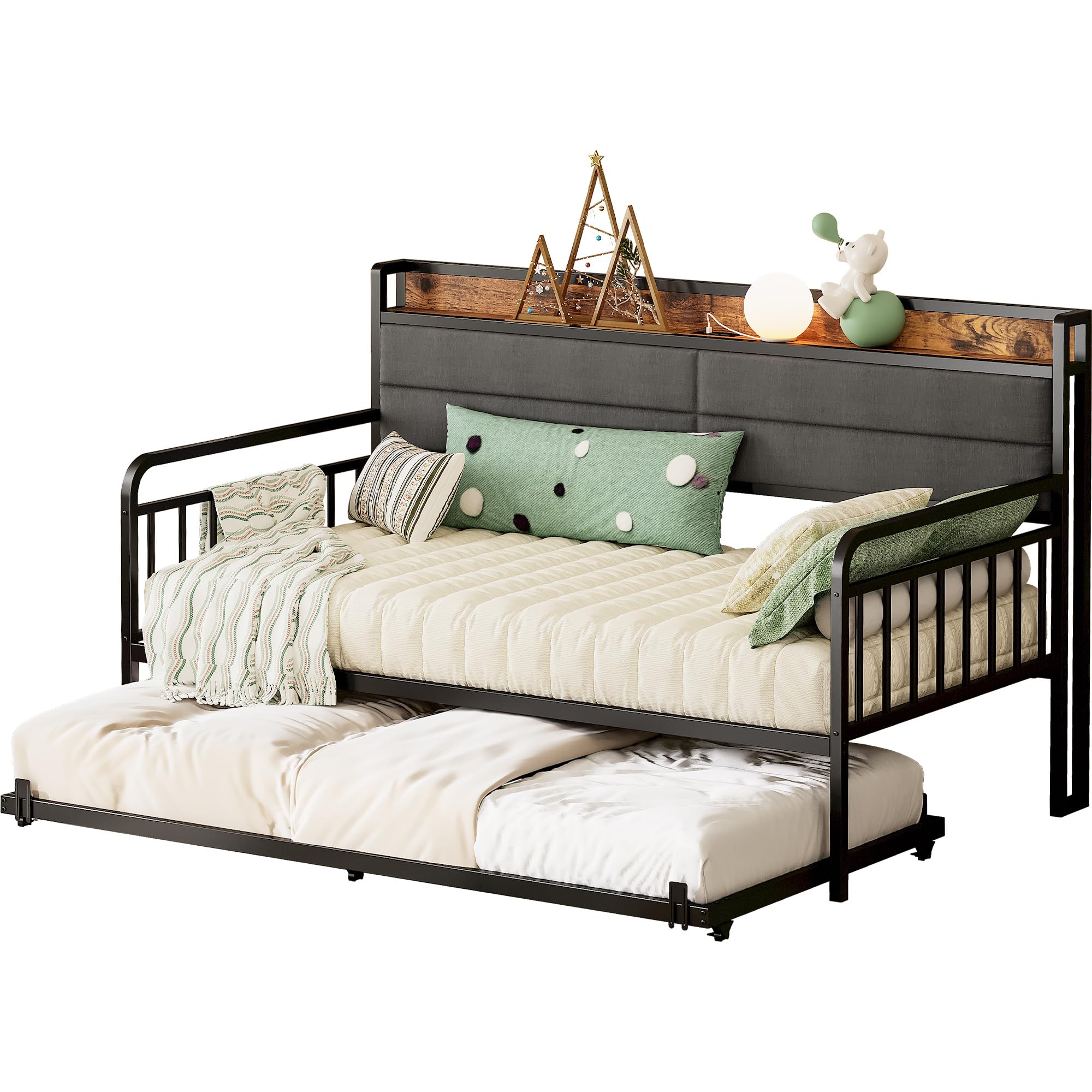 LIKIMIO Daybed with Trundle, Twin XL, Black