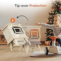 Vista 6 de ROVSUN 1400W Chimenea eléctrica tipo estufa, calentador de espacio, portátil, independiente con termostato, efectos de llama 3D realistas