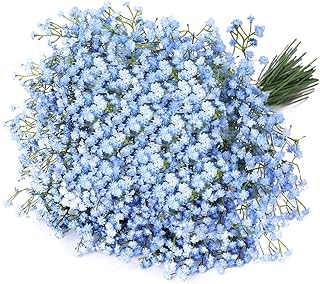 6 Pcs Artificial Baby Breath Gypsophila Flowers Bouquets Real Touch Flowers for Wedding Party DIY Wreath Floral Arrangement Home Decoration (Blue)