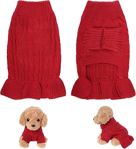 Miniatura 7 de Suéter pequeño para perro, vestido de Navidad para perros, gatos y mascotas, para invierno, Navidad, vacaciones, diseño de dobladillo con volantes