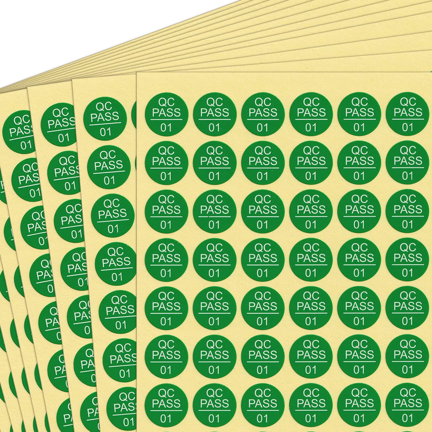 QUARKZMAN QC Pass Groene Ronde Stickers – 500 Stuks, 20 Mm, Manipulatiewerend, Voor Kwaliteitscontrole Op Industriële Artikelen