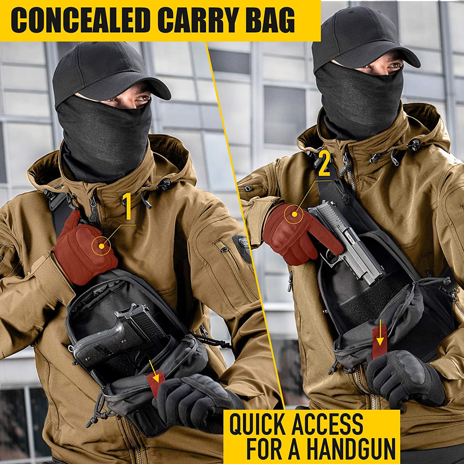 ACEXIER Bolso de hombro táctico militar oculto pistola funda de pistola llevar bolsa de pistola de pistola para acampar al aire libre caza Pack