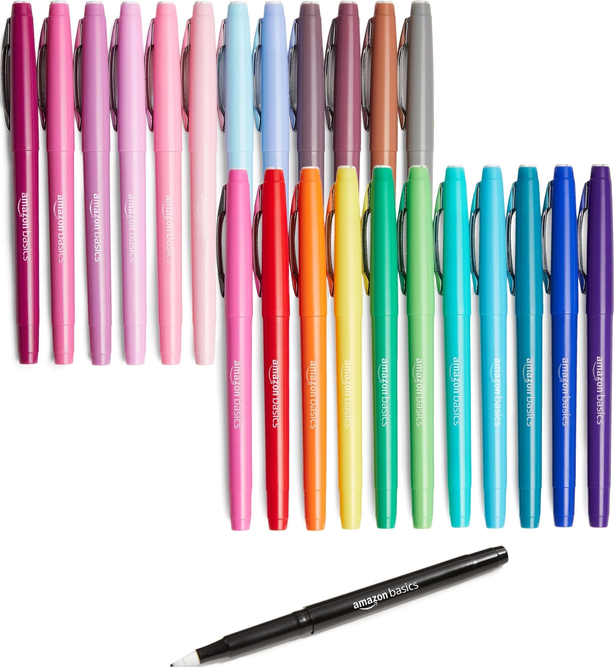Amazon Basics Felt Tip Marker Pens, 24-Pack