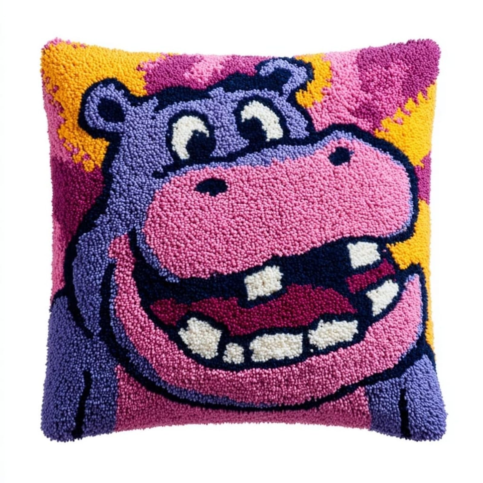 AxiangziK Latch Hook Cushion Kits for Beginners,Animal Hippo