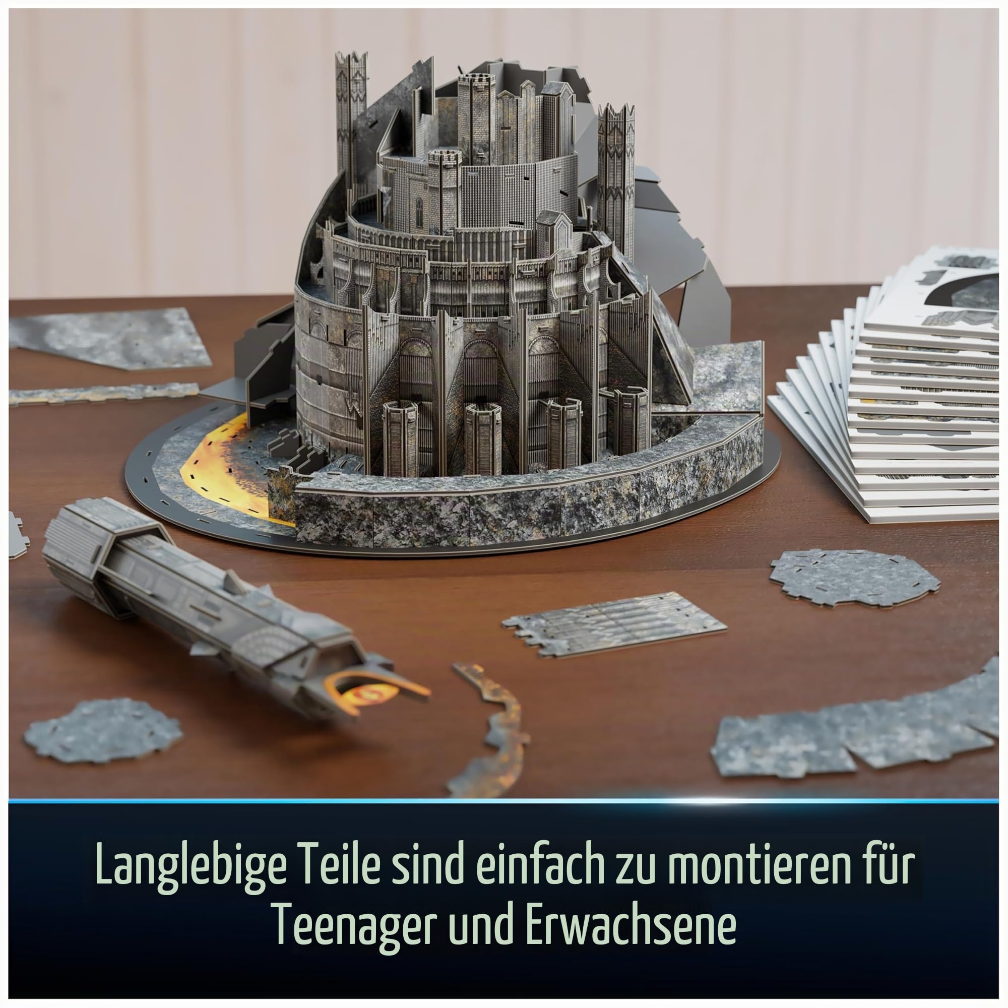 4D Build, Herr der Ringe Barad-Dur Auge des Sauron 3D-Modellbausatzes, Herr der Ringe Sammlerstücke & Schreibtisch-Dekor, Erwachsenenpuzzle, Bauspielzeug, 3D-Puzzles für Erwachsene & Jugendliche, 204