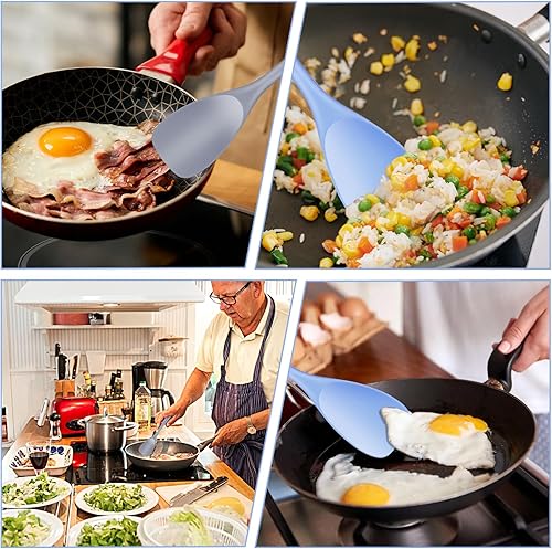 Miniatura 8 de Juego de 2 espátulas de silicona, espátula de goma para cocinar y hornear, resistente al calor, espátula de goma antiadherente, sin costuras,