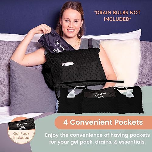 Miniatura 3 de MOYOAMA Almohada Post Mastectomía  Kit Protector de 4 Piezas incl. 1 Paquete de Gel, Cojín para Cinturón de Seguridad, Ducha Lan- Elementos