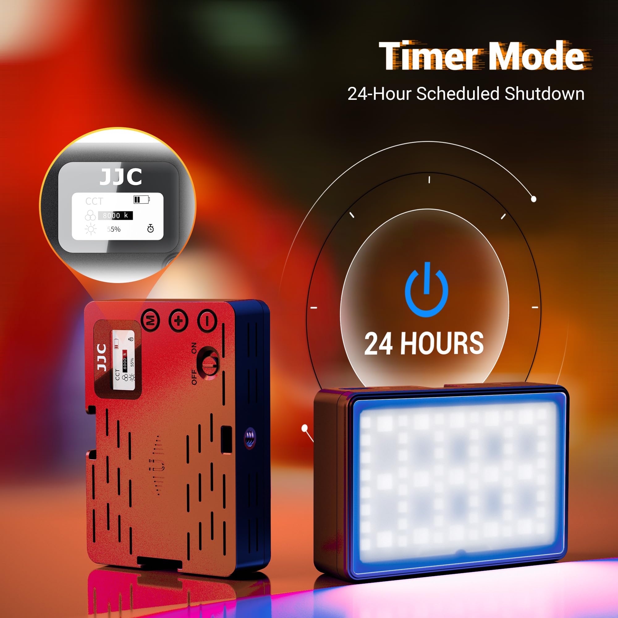 JJC Luce Video RGB Magnetica, Pannello LED Portatile per Sony ZV-E10/ZV-1 II/ZV1F/A6400/A6600/A7C/A7SIII, 2500K-8500K Colori Completi 360°, 24 Effetti, Mini Camera Vlogging Luce 2600mAh Ricaricabile