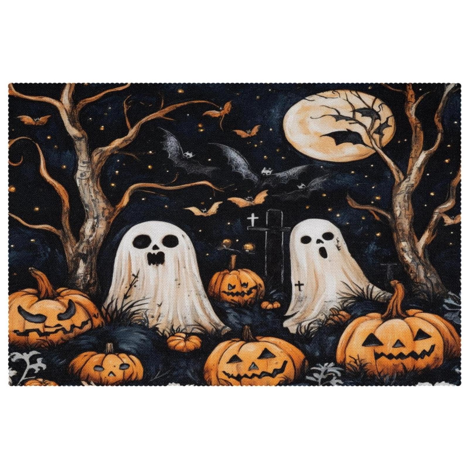 Set de table Halloween citrouille lavable antidérapant résistant chaleur 6 pièces