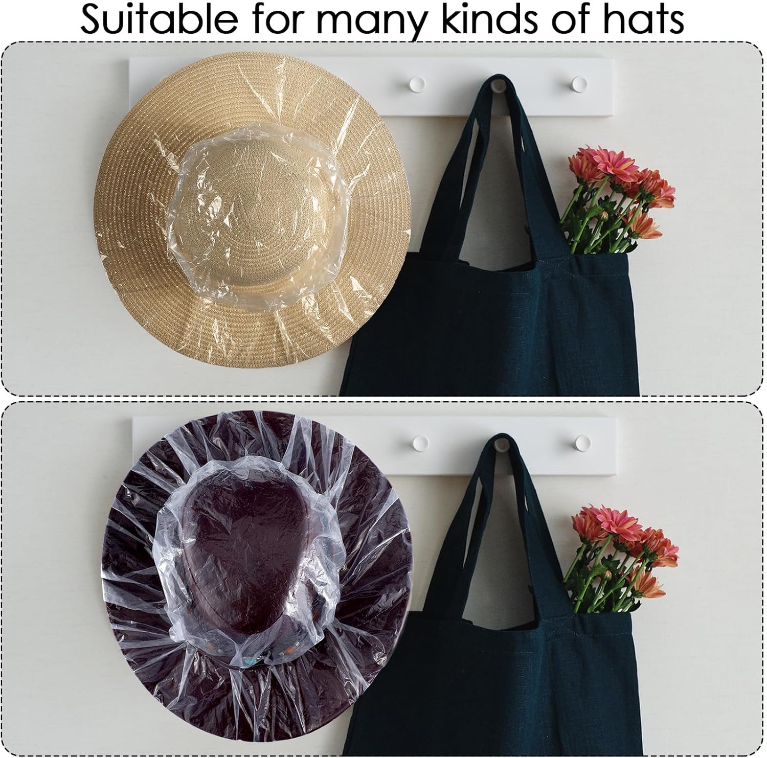 Funtery 20 Pcs XXL Cowboy Hat Cover Plastic Hat Rain Cover Clear Dust Waterproof Hat Protectors for Storage Keep from Rain Snow - Image 5