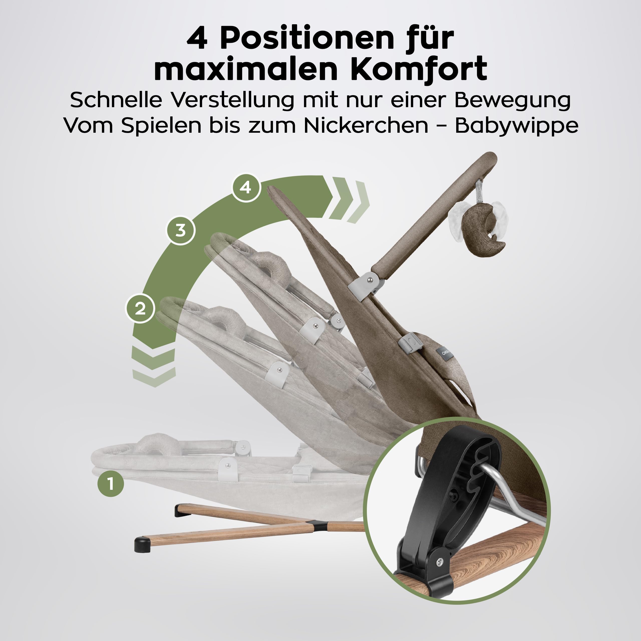 Tulano Moon 30 Ergonomische Babywippe - Babyschaukel für Kleinkinder - Beige
