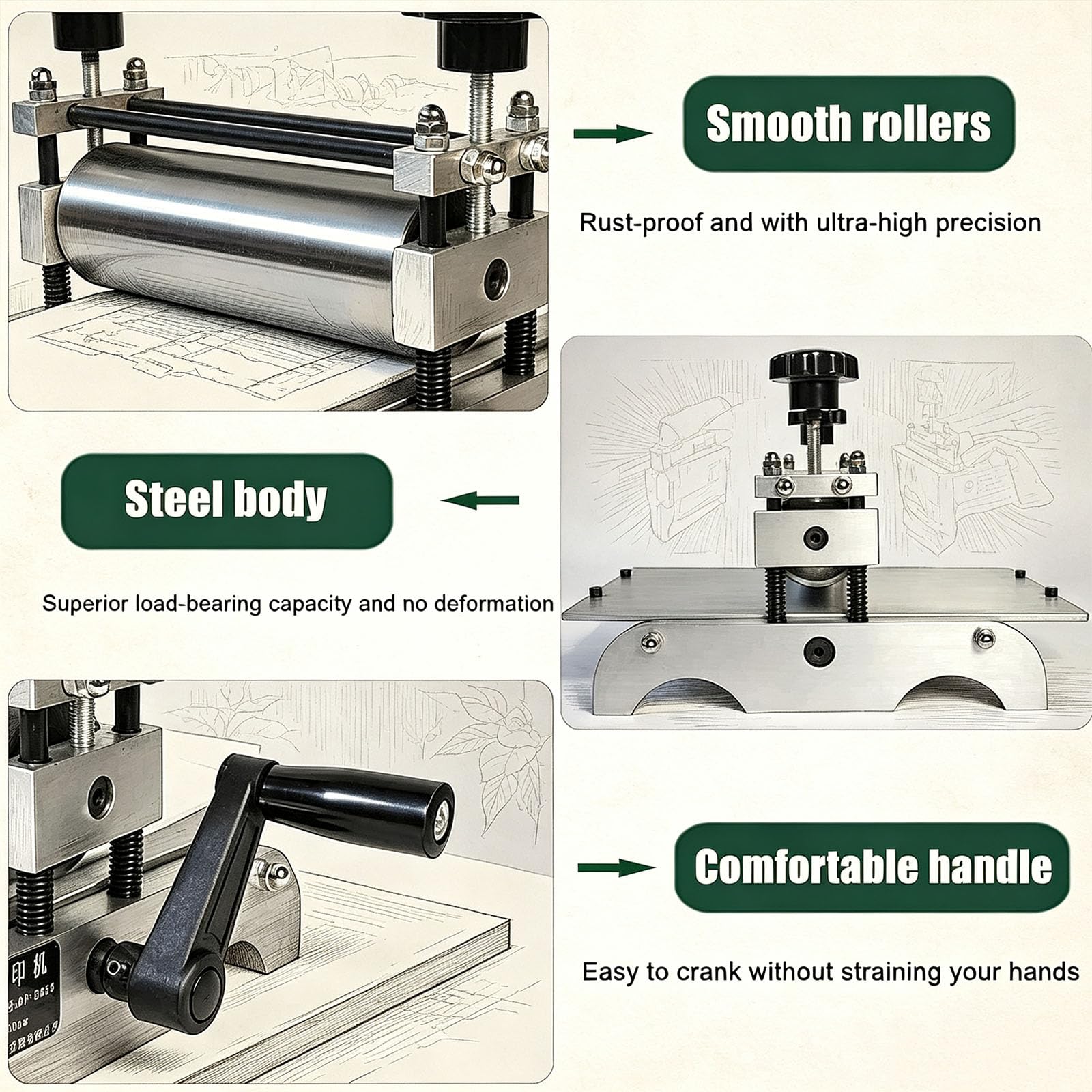 Presse À Graver Portable, Presse À Eau-forte Manuelle, Réglage Précis De La Pression, Format Dimpression 300 X 170 Mm Pour Papier, Bois, Lino Et Cuivre, Pour Atelier, Domicile Et Enseignement