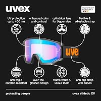 uvex Athletic CV Síszemüveg Felnőtteknek - Fekete/Kék-Narancs, Kategória 2 Szűrő, Páramentes, UV-Védelemmel, Snowboardozáshoz is 2