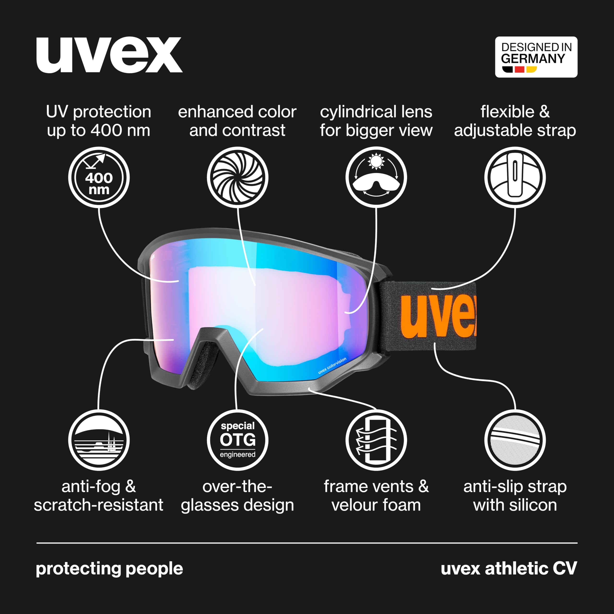 Amazon.com : uvex athletic CV, lunettes de ski Adulte unisexe