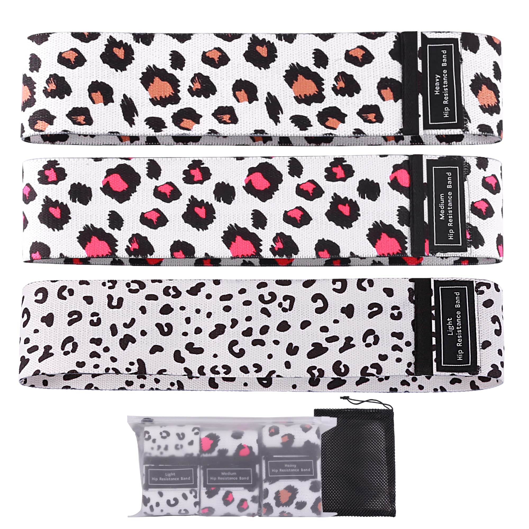 Booty Bands, 3 Levels Hip Bands, Polyester-Cotton and Latex Silk Workout Bands Resistance Bands for Home, Gym, Fitness, Pilates, Yoga (Pack of 3)