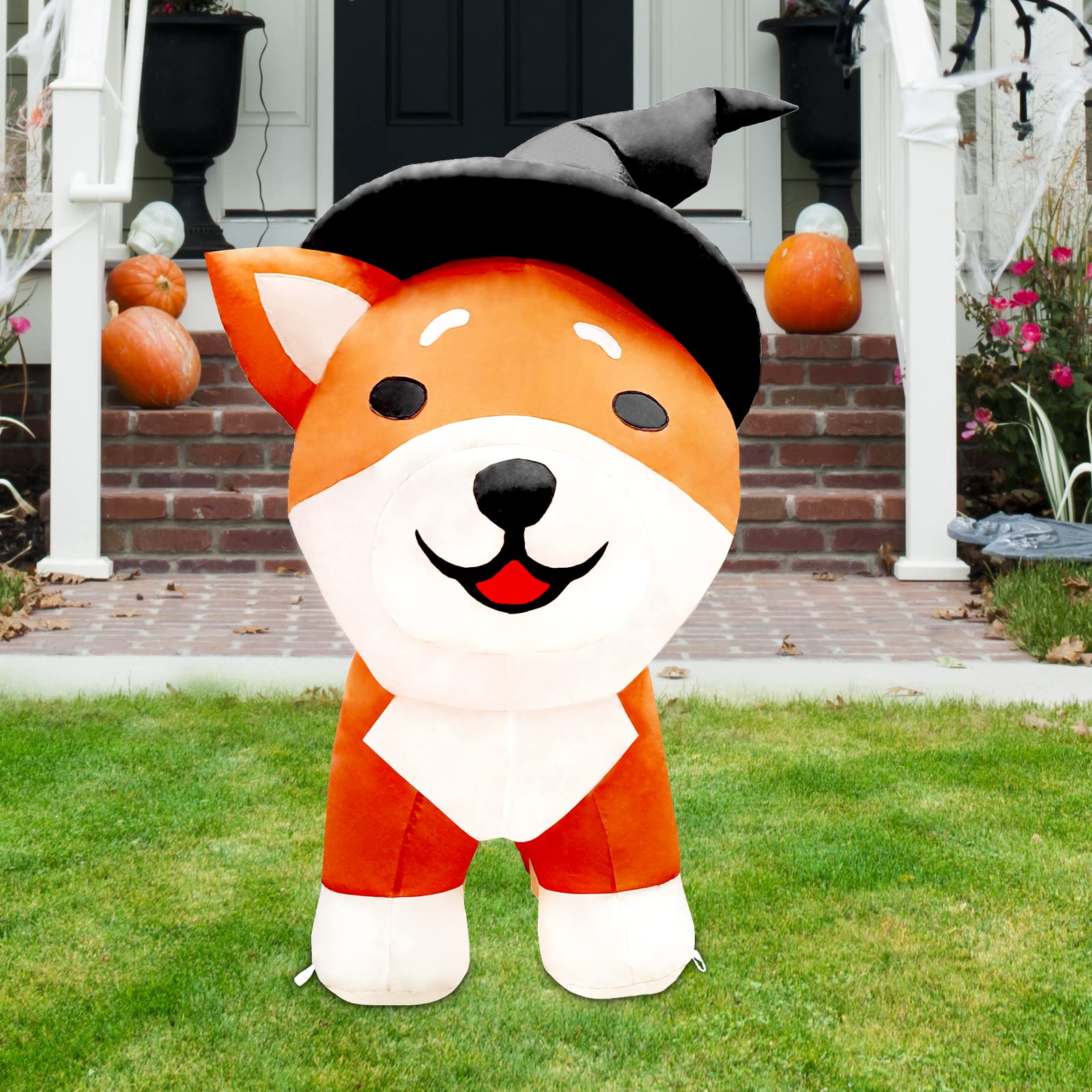 COMIN Halloween Inflatable 4FT Wizard Shiba Inu Dog with Built-in LEDs Blow Up Yard Decoration for Holiday Party Indoor, Outdoor, Yard, Garden, Lawn