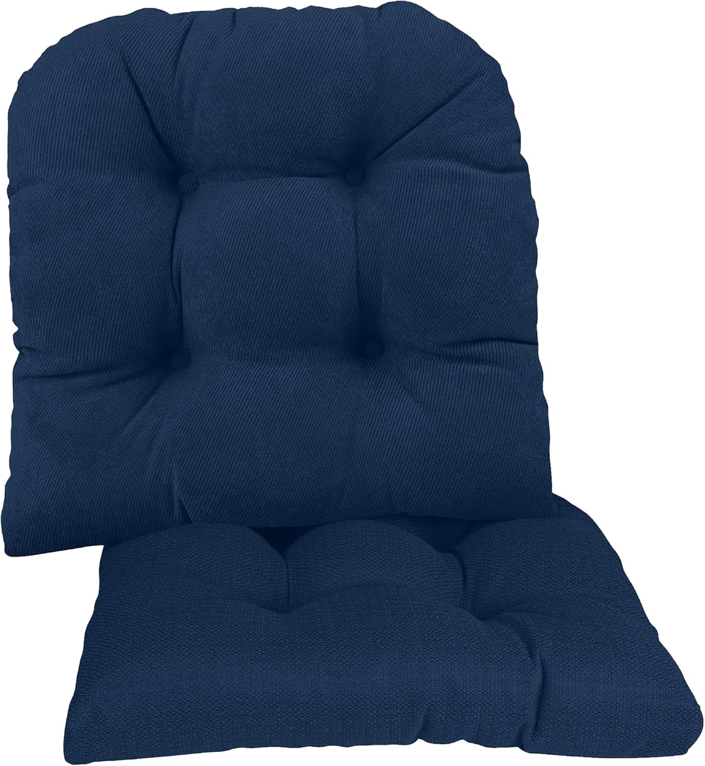 Klear Vu Gripper Overstuffed Universal Non-Slip Dining Chair Cushions for Kitchen Decor or Office Use, U-Shaped Skid-Proof Seat Pad, 15x15 Inches, 2 Count (Pack of 1), Linear Indigo Blue 2 Count (Pack of 1) Linear Indigo Blue