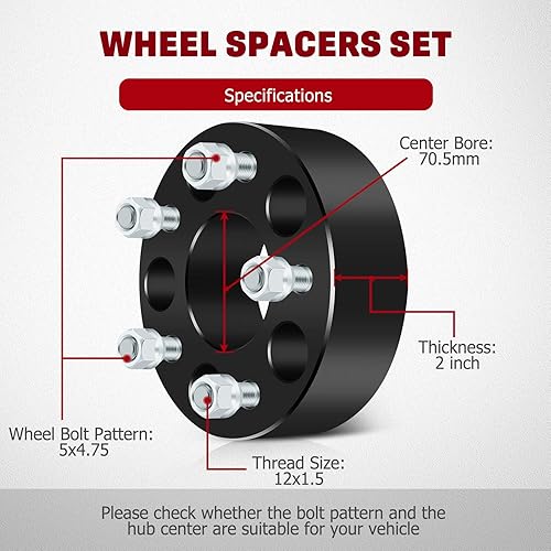 Miniatura 2 de Espaciadores de rueda, 5 x 4.75 para Chevrolet para S10/Corvette/Camaro, para GMC para S15/Sonoma, para Cadillac para Eldorado/XLR, adaptadores de