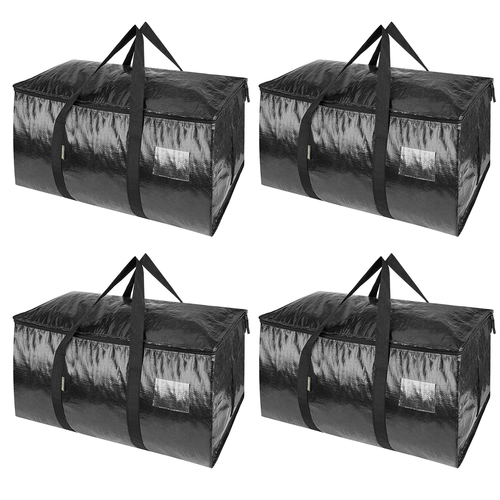 BALEINE 4-Pack Oversized Moving Bags with Reinforced Handles, Heavy-Duty Storage Tote for Clothes, Moving Supplies (Black, 4-Pack)
