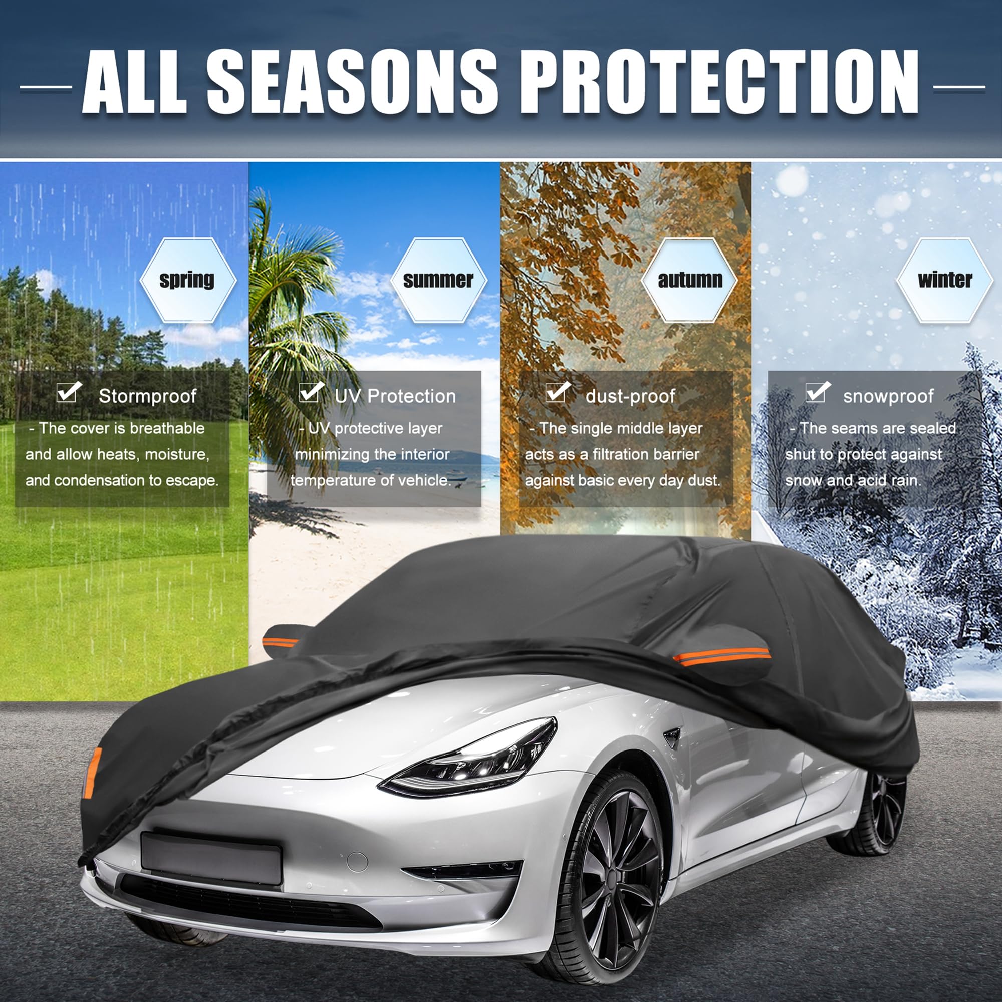 Copertura Auto Per Tesla Model 3 - Impermeabile 6 Strati PEVA Con Cerniera - Protezione Completa - Foto 8