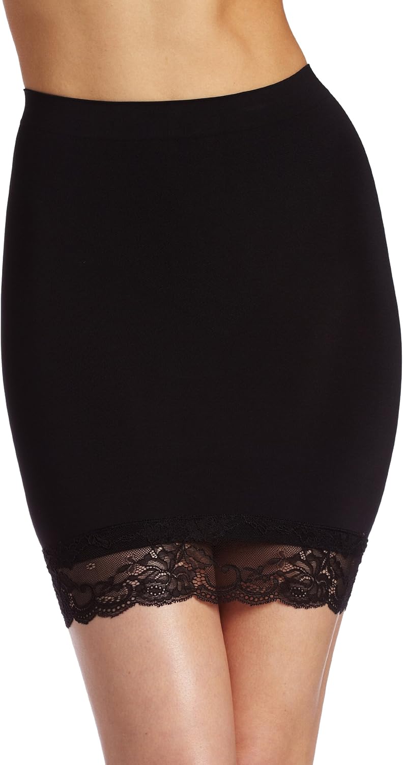 Maidenform Women's Firm Control Half Slip With Lace, Black, Small at