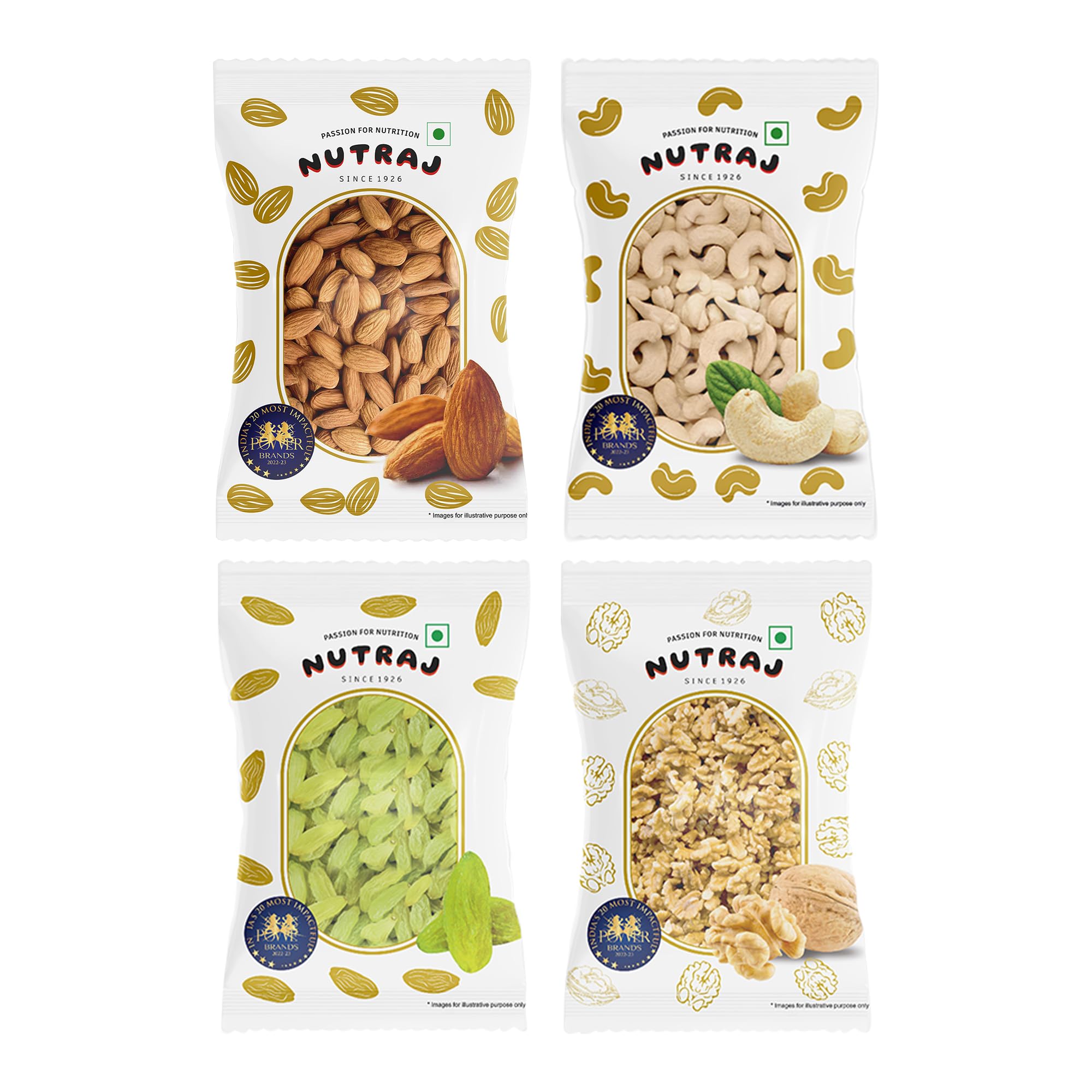 Nutraj Dry Fruit Combo Almond, Cashews, Raisin, Walnut Kernels 400g (100g Each) | Badam | Kaju | Akhroth giri | Nutritious, Delicious & Crunchy | Rich in Magnesium, Copper & Phosphorus (B08JZC8W9N) Amazon Price History, Amazon Price Tracker