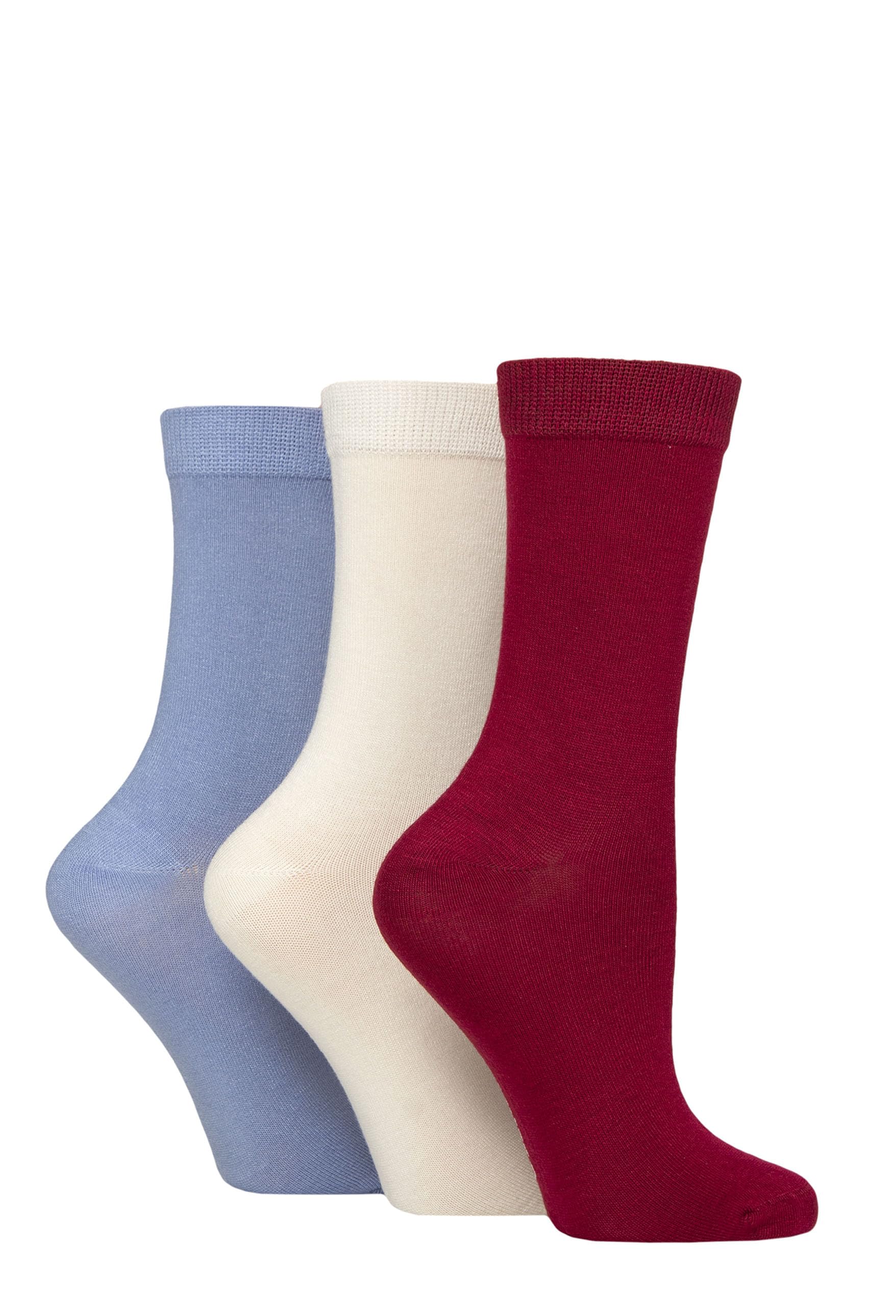 Glenmuir Women's Burgundy / Cream / Lilac Bamboo Socks Classic Plain Colours, Everyday Comfort, Soft And Breathable 3 Pairs (Uk, Numeric, 4, 8, Regular, Regular, Burgundy/Cream/Lilac)