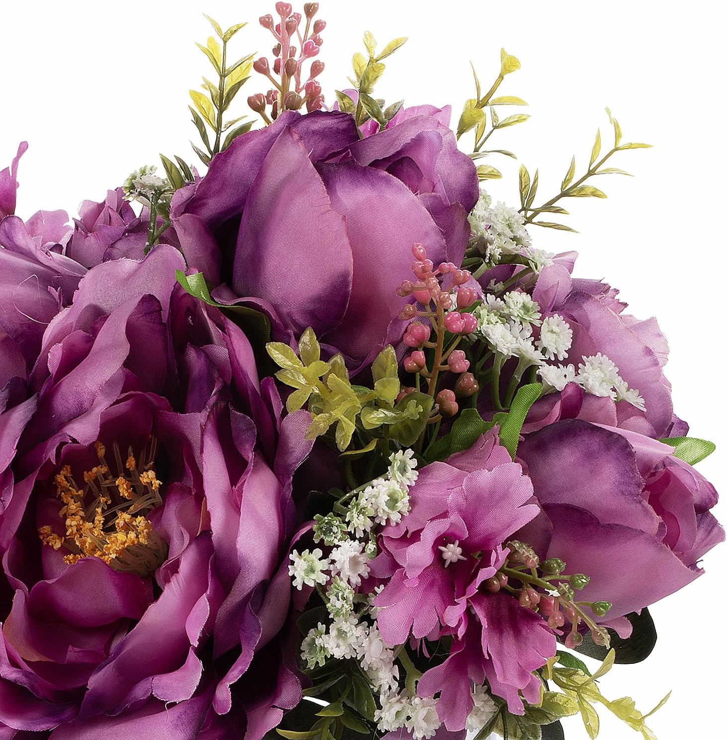 ENOVA FLORAL Artificial Silk Flower Arrangement with Vase,Mixed Artificial Silk Peony Flower in Vase for Decoration Home Office, Wedding Centerpiece (Purple) - Image 4