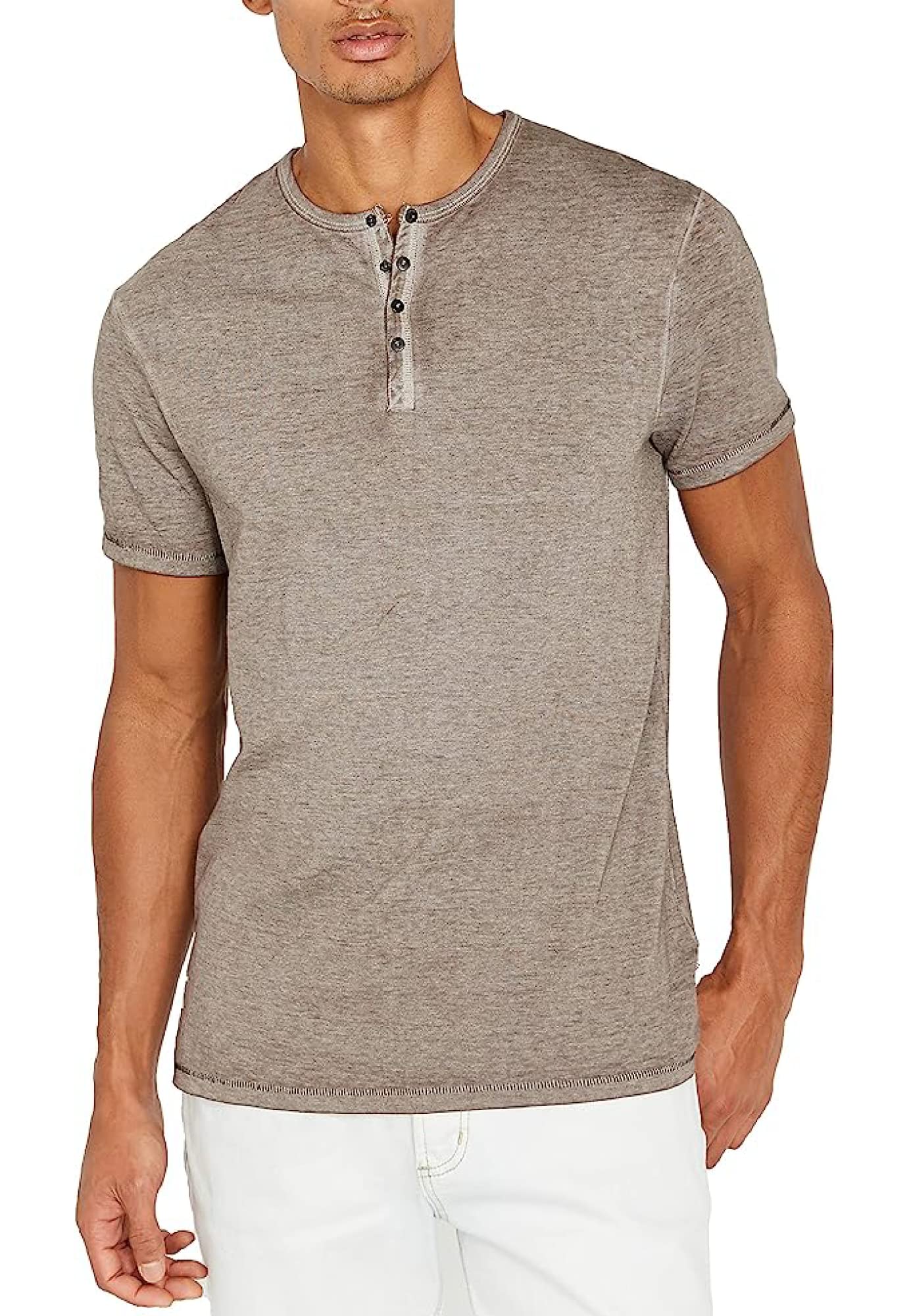 Buffalo David BittonMen's Short Sleeve Split Neck Henley