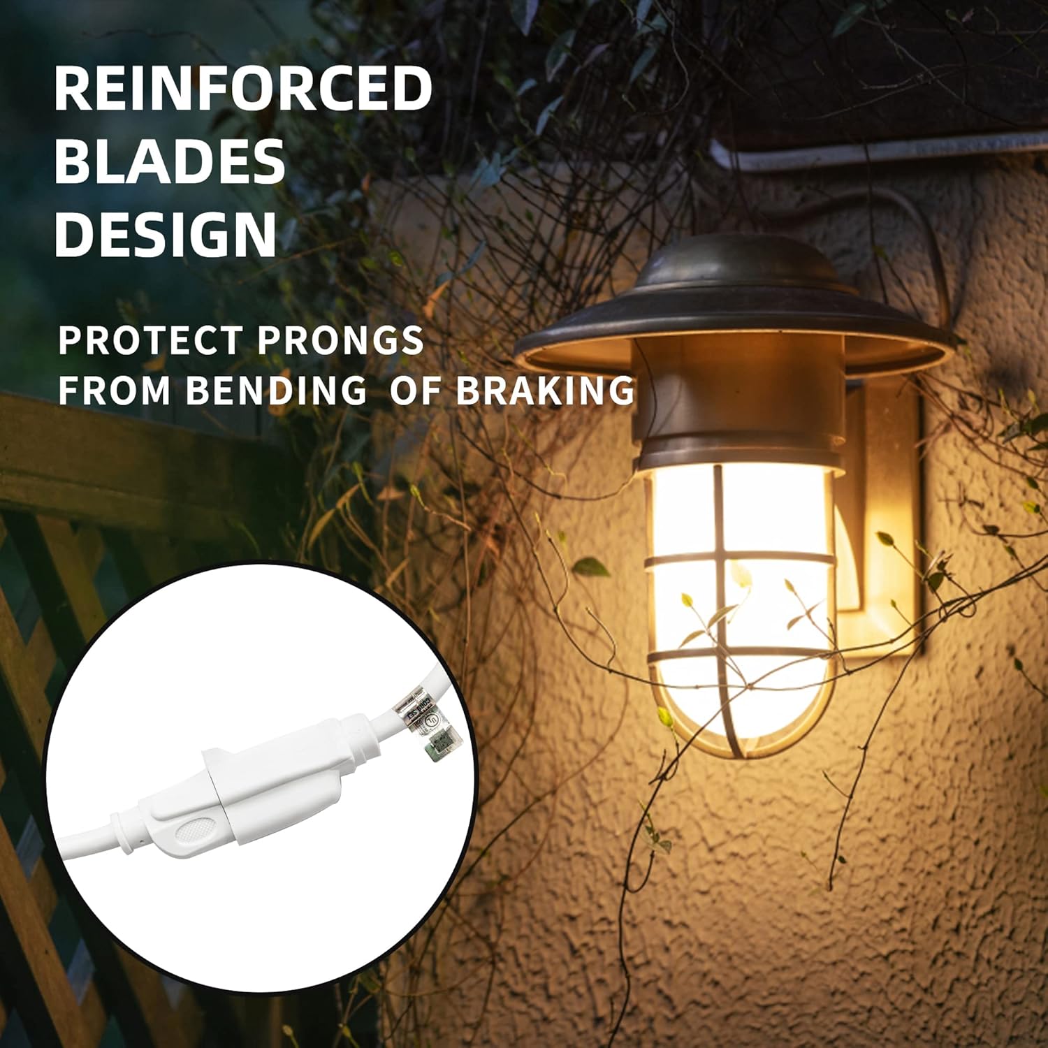 Indoor Outdoor Extension Cord Weatherproof, UL Certified, 16 Gauge 50FT White 3 Prong Heavy Duty, 16/3 SJTW 13A Power Cord for Outdoor Lights, Appliances, Lawn