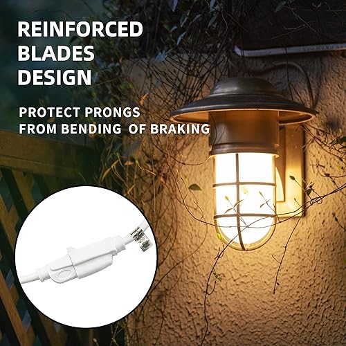 Miniatura 5 de Cable de extensión para exteriores de 30 pies, 163 SJTW, cable de extensión blanco duradero con enchufe de 3 clavijas para mayor seguridad, ideal
