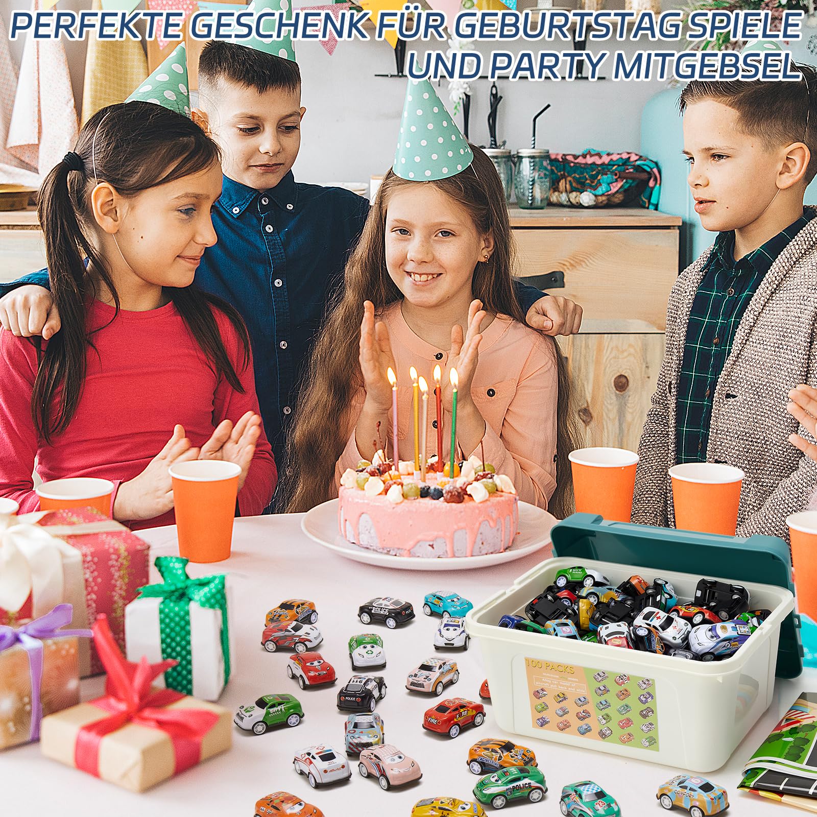 Generisch 100 Stück Kleine Autos, Zurückziehen Mini Spielzeugautos ab 2 3 4 Jahre Aufziehauto Metall Spielzeugautos Set Mitgebsel Geburtstag Geschenk für Kinder Jungen und Mädchen