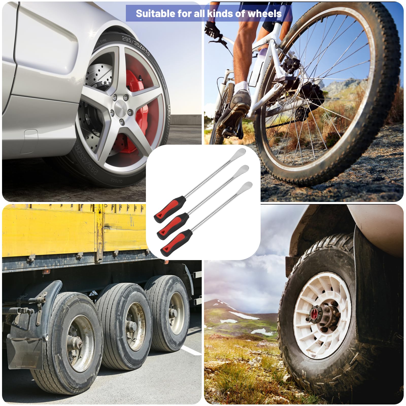 EXLECO Leva Strumento Cucchiaio 3PCS Cucchiaio Pneumatico Strumento per Sostituzione dei Pneumatici Manualmente per Bici Moto + 3 Kit di Protezione del Cerchione