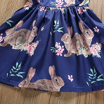Amazon.com: Rabbit Easter Dress for Baby Girls Floral Bunny Print