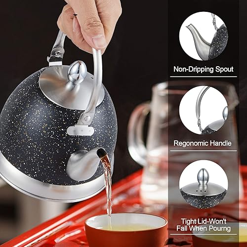 Miniatura 2 de Creative Home - Tetera de acero inoxidable de 1.0 cuartos de galón con mango plegable, cesta infusora extraíble para bolsa de té, hojas de té