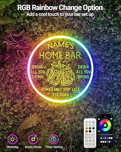 Miniatura 3 de Letrero de neón de barra LED personalizado para bar en casa, letrero de barra de neón personalizado con control remoto de sincronización para