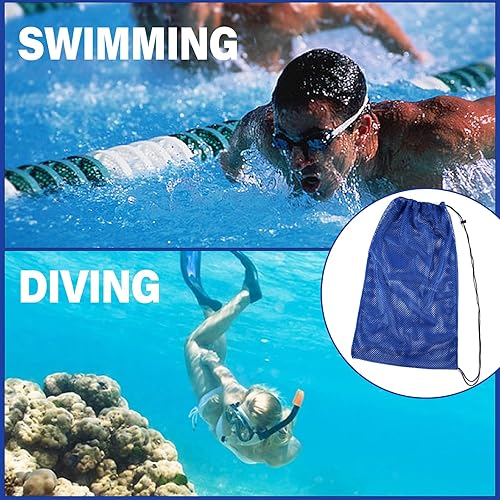 Miniatura 6 de Paquete de 2 bolsas de malla para equipo de esnórquel, bolsa de buceo de malla de gran tamaño de 18 x 27 pulgadas, bolsa de buceo, mochila para