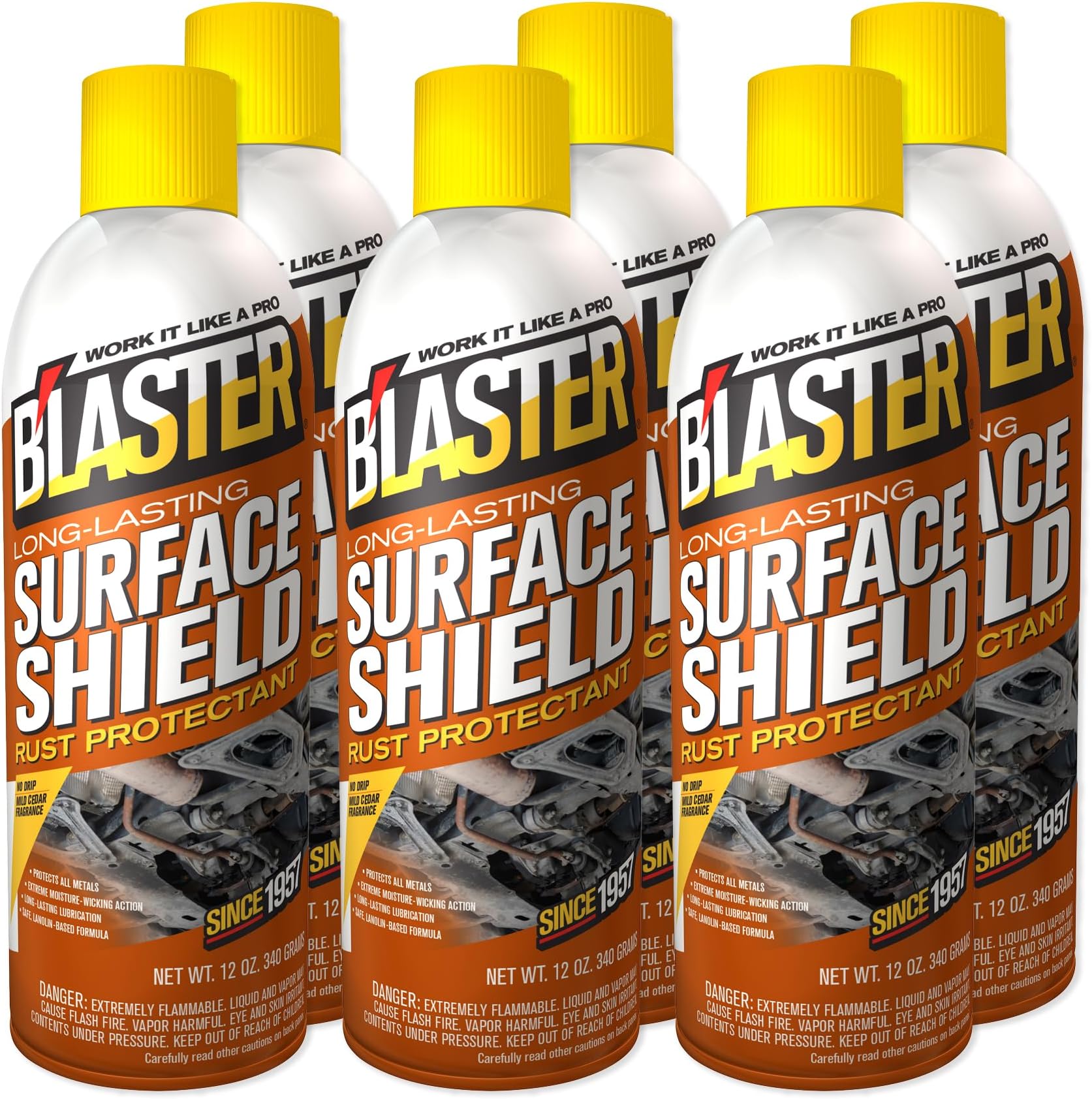 Surface Shield Complete Corrosion Protection for Long Lasting Automotive Undercoating Applications, 12 oz Aerosol, Pack of 6
