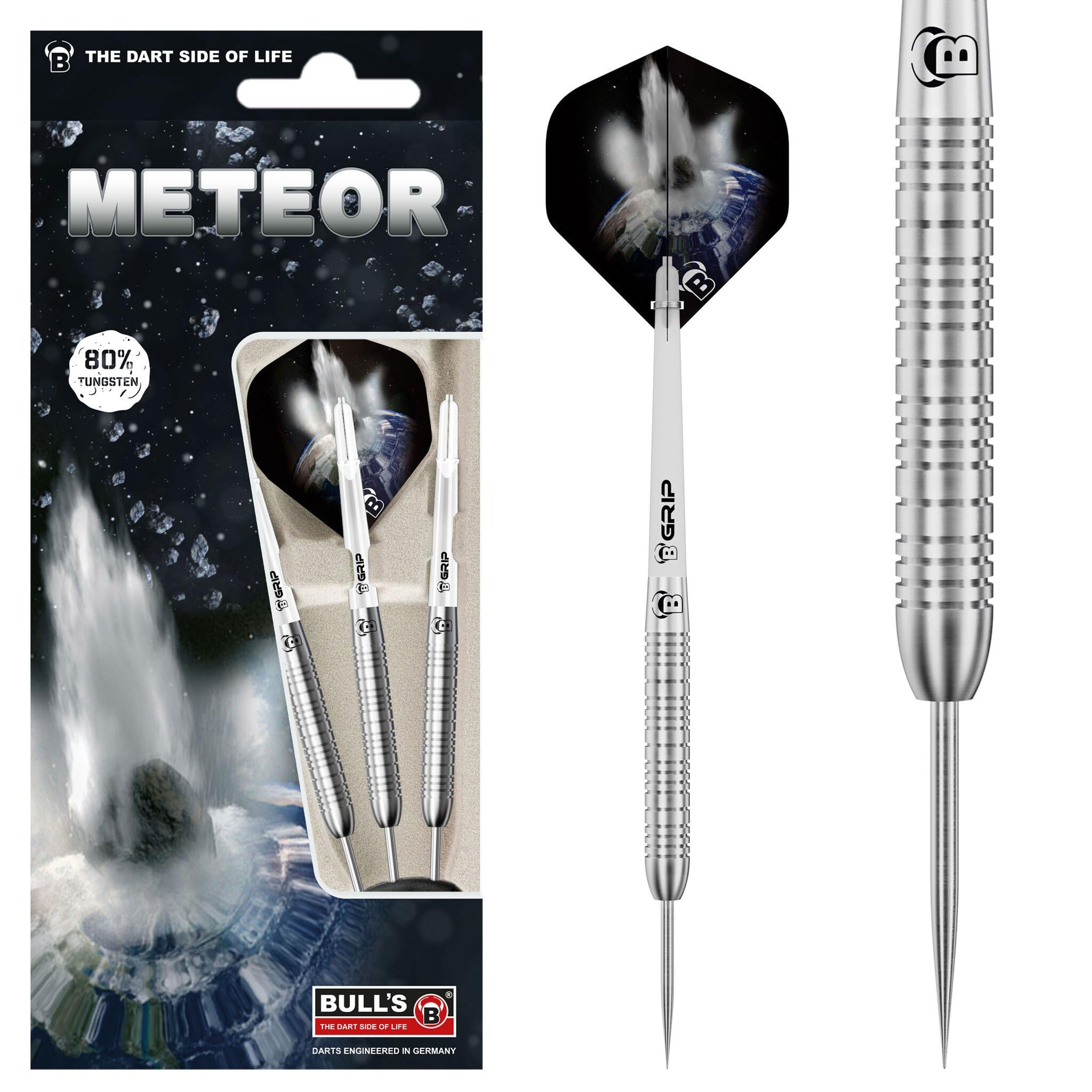 Bull's Meteor Mt4 Steel Dart 22 g, Silver/White