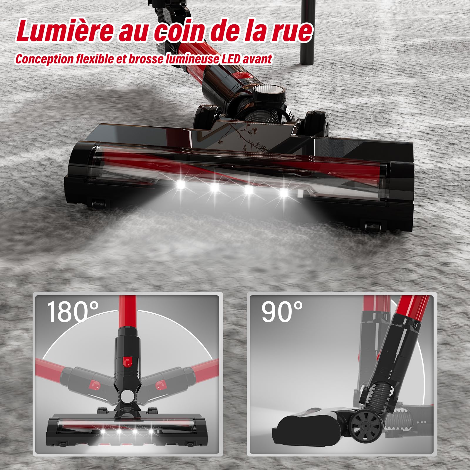 X18 Aspirateur Balai Sans Fil, 500W 33Kpa Puissance D'Aspiration Ultra