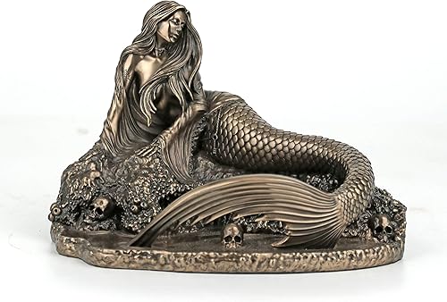 Veronese Design Anne Stokes - Estatua de sirena de 5 7/8 pulgadas con acabado de bronce fundido en frío para decoración del hogar