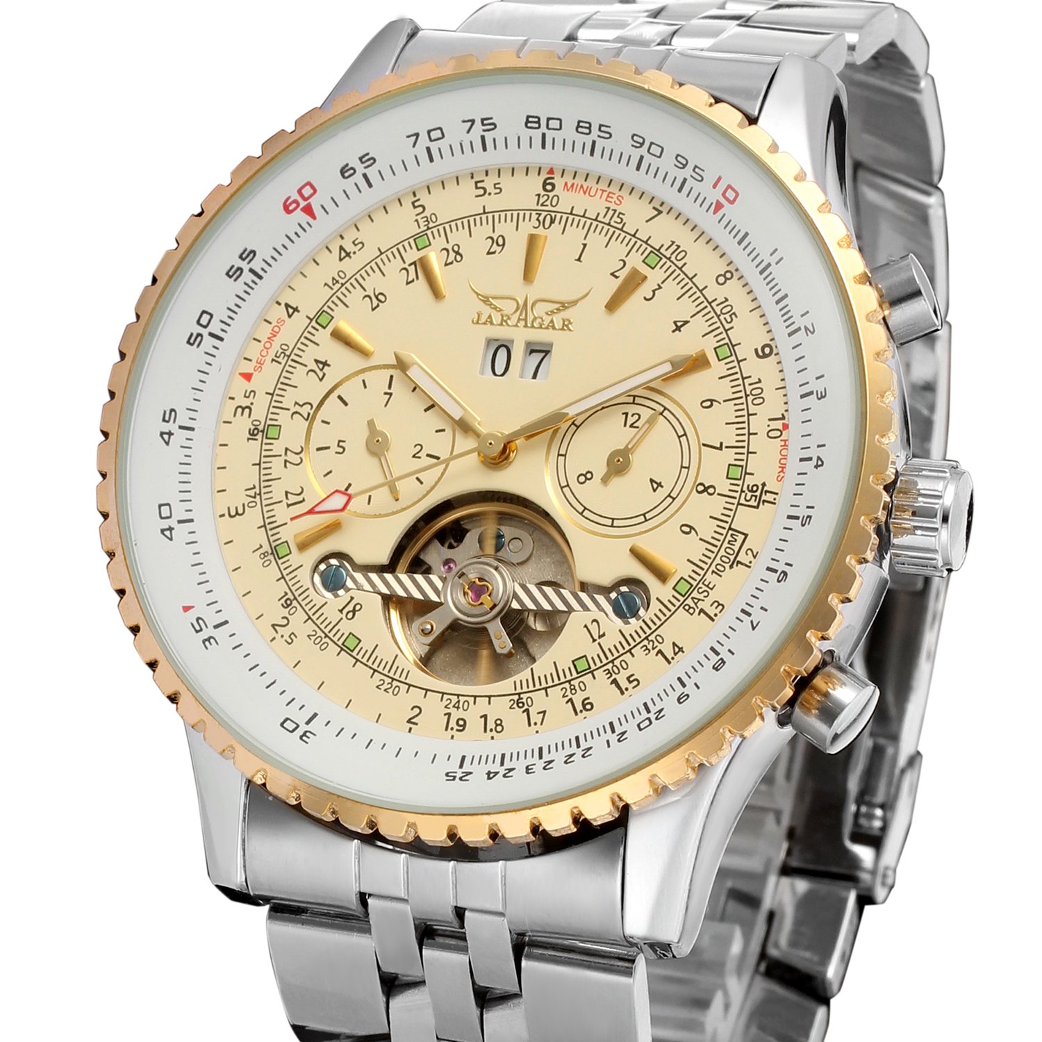 Forsining Orologio da uomo automatico tourbillon completo di calendario JAG034M4T1