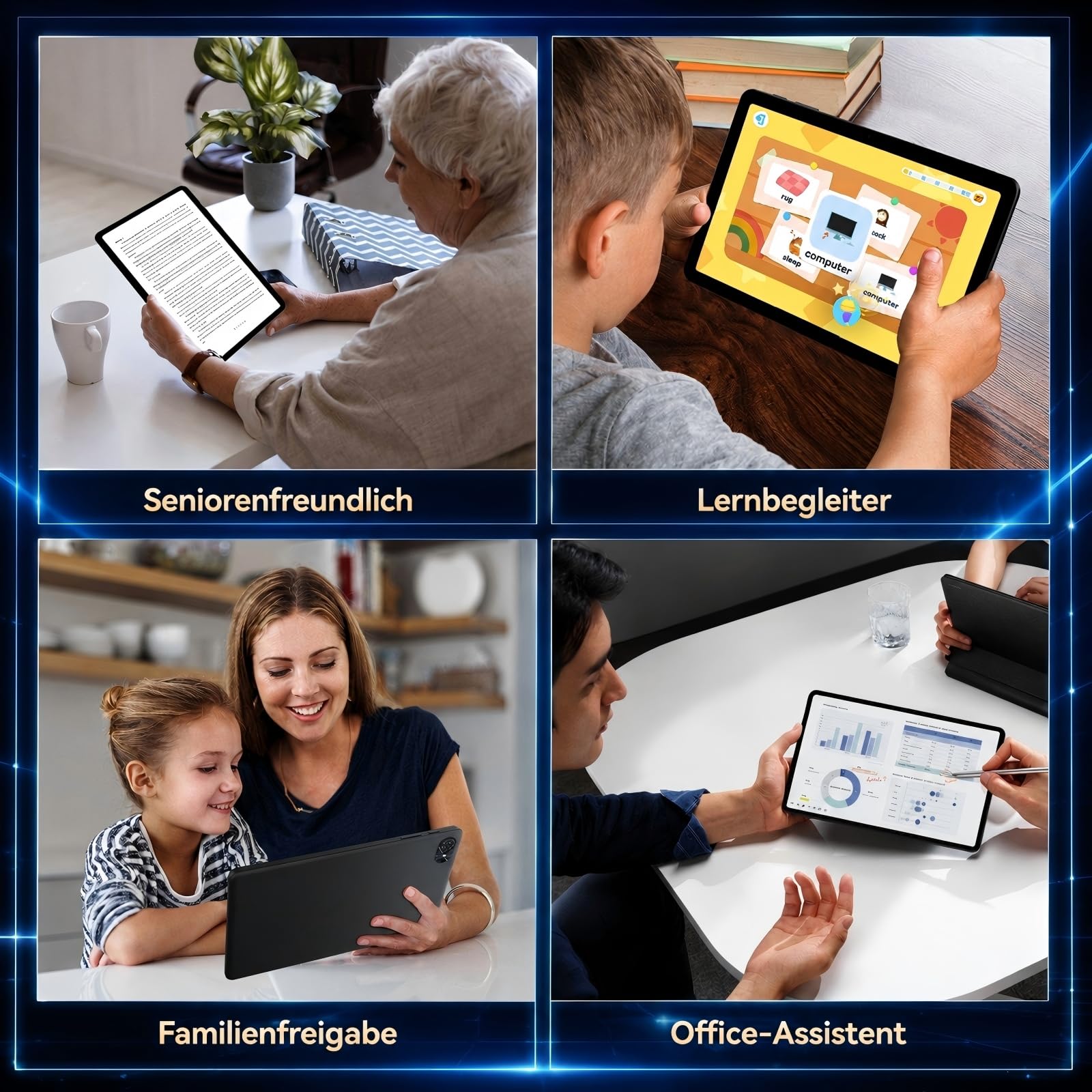 TABWEE 2026 Android Tablet 10 Zoll - 12GB RAM +128GB ROM (2TB TF) | Tablet für Senioren, Schüler & Kinder, 6000mAh, Gemini AI 3.5, Widevine L1, 5G WiFi