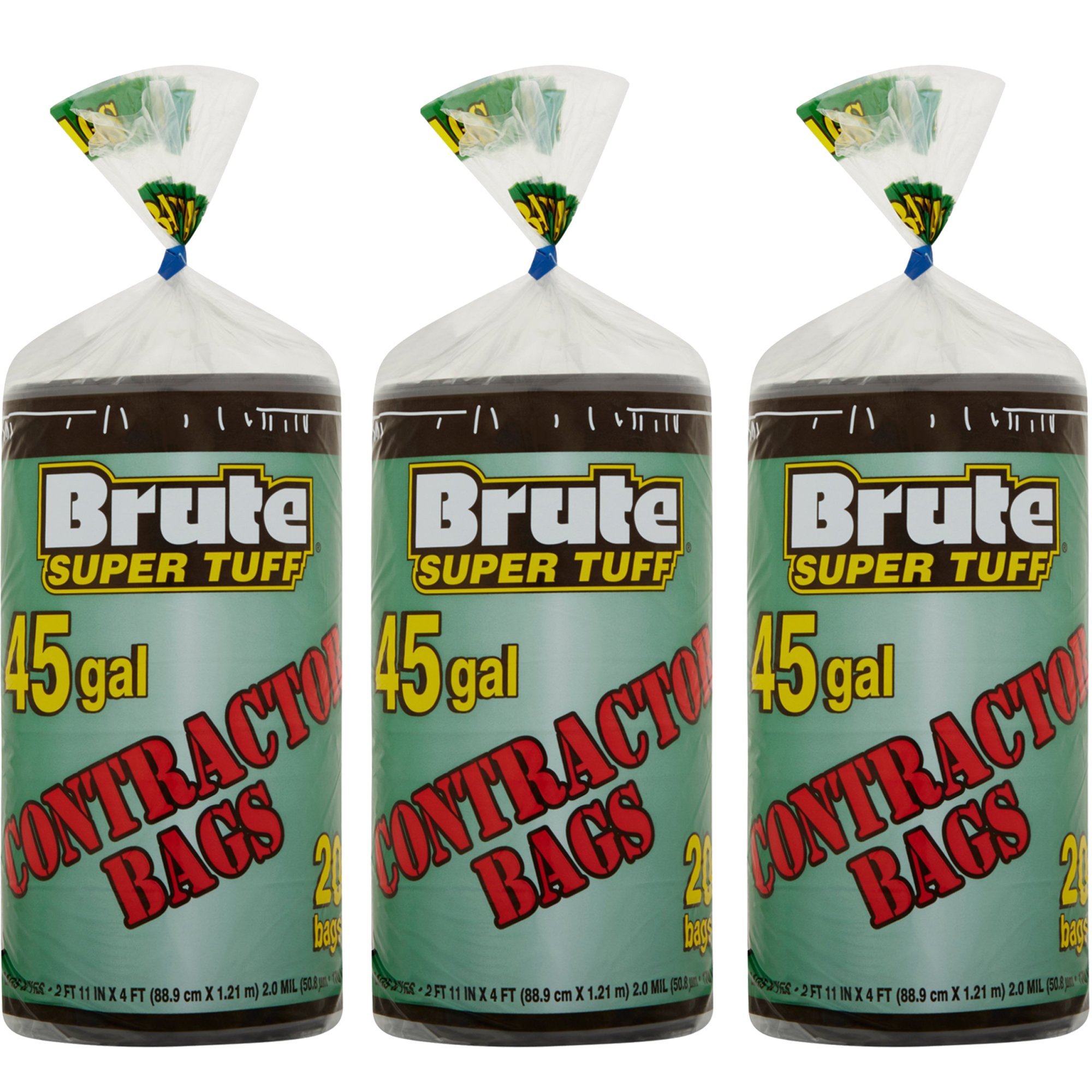 BruteSuper Tuff 45 Gallon 20ct Contractor Bags, 3-Pack