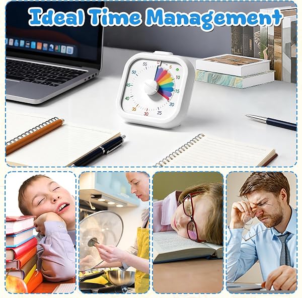 Temporizador Visual Arcoíris, Temporizador de Cuenta Regresiva de 60 Minutos | Funcionamiento Silencioso con Alarma Opcional | Ideal para Aulas Estudio Cocinas Oficinas en Casa y Gestión del Tiempo - 5