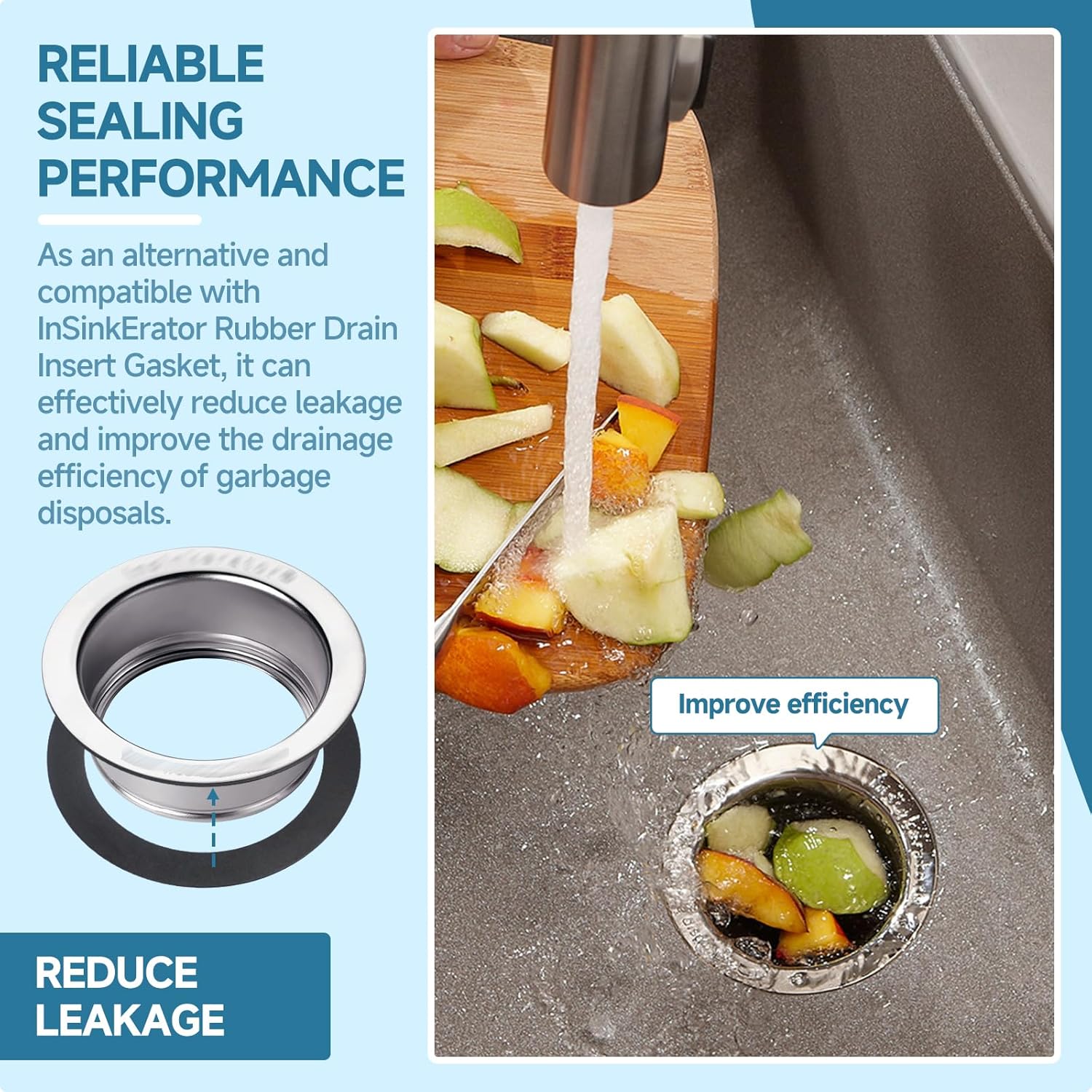 2Pcs FLG-Seal Putty-Free Sink Seal Gasket Compatible with InSinkErator Garbage Disposal Rubber Sink Flange Seal Gasket Accessory for Kitchen Sink Drain Insert Gasket Replacement