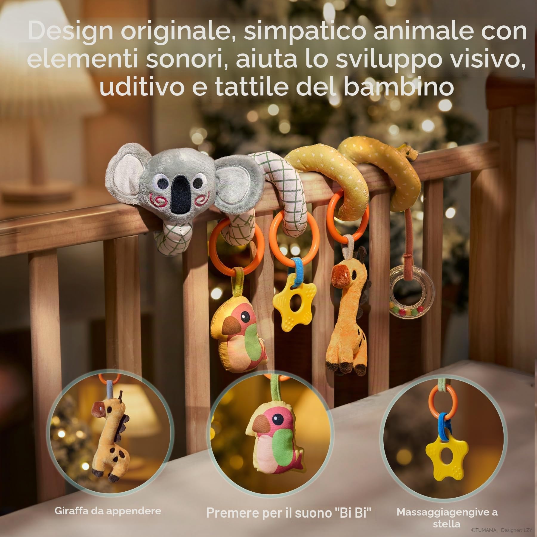 TUMAMA Kids Giocattoli per Carrozzina a Spirale per Bambini da 0 a 12 Mesi, Giochi Neonato, Giochi Passeggino Neonati, Regalo Nascita, Sonaglio Neonati - Koala