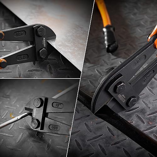 Miniatura 8 de KSEIBI 141575 Cortadores de pernos pequeños de 14 pulgadas, cortador de pernos de alambre de cromo vanadio resistente con mango ergonómico de agarre